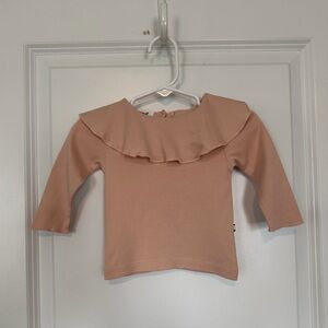 Oeuf Organic Ruffle Collar Tee Pink Size 6 Months